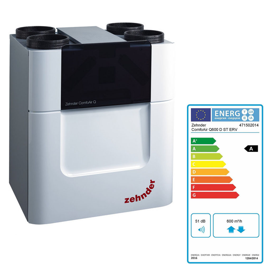 Zehnder Lüftungsgerät ComfoAir Q600 ST Enthalpie mit integriertem Display KWL