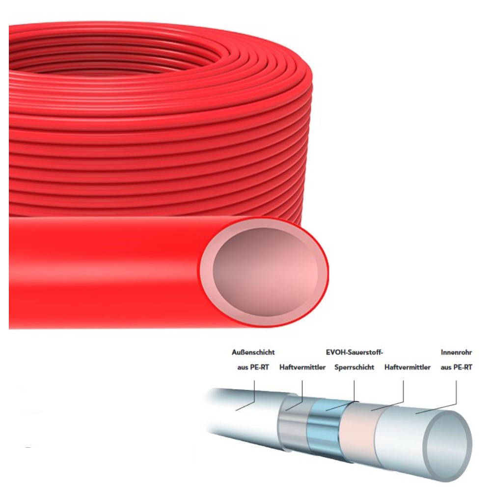 Maincor Mainfloor MFL Fußbodenheizung Heizrohr PE-RT 15 x 1,5 Länge 600 m rot
