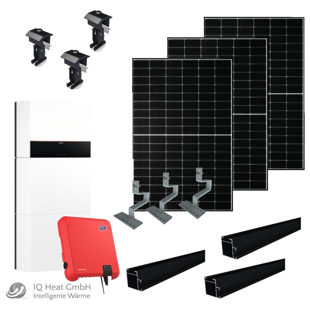 PV Anlage Viessmann Vitovolt 300 7,4 kWp schwarz Stromspeicher Vitocharge VX3