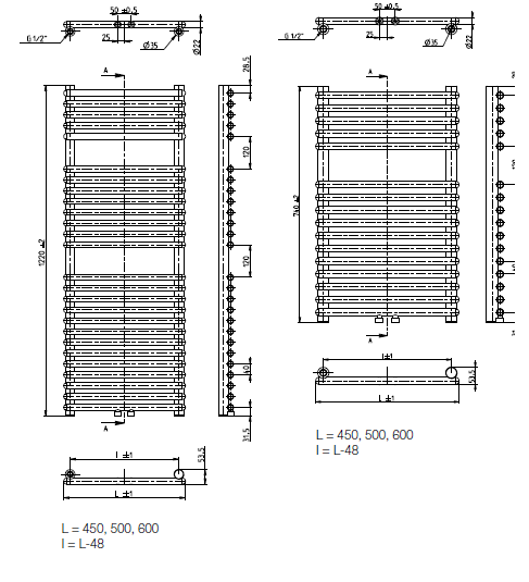 Logatrend Therm Direct Q m 1800x750 Mittenanschluss, RAL 9016 Universalarmatur