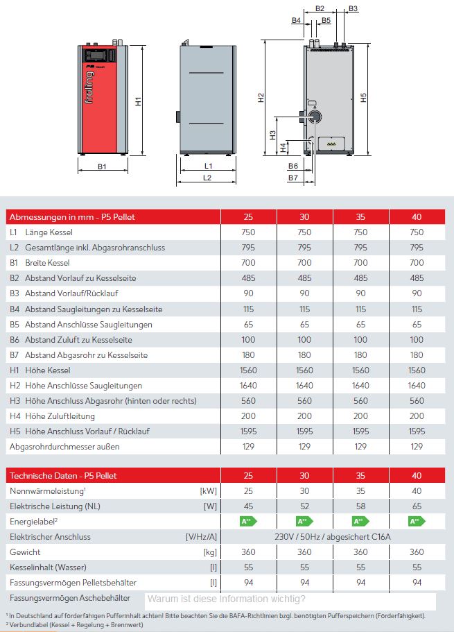 Fröling Pelletskessel P5 Pellet 35 KW N55 14108 Pelletkessel Lambdatronic 5000