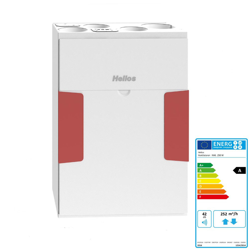 Helios Lüftungsgerät KWL 250 W mit WRG Auto-Bypass Web-Server Wohnraumlüftung
