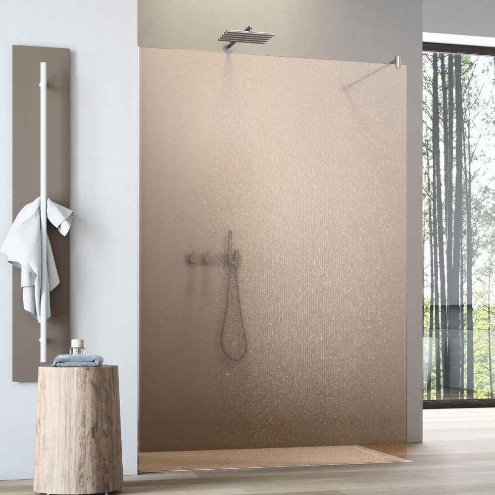 Design Duschwand Walk In Crash Glas bronze 1400 x 2000 mm Duschabtrennung ESG
