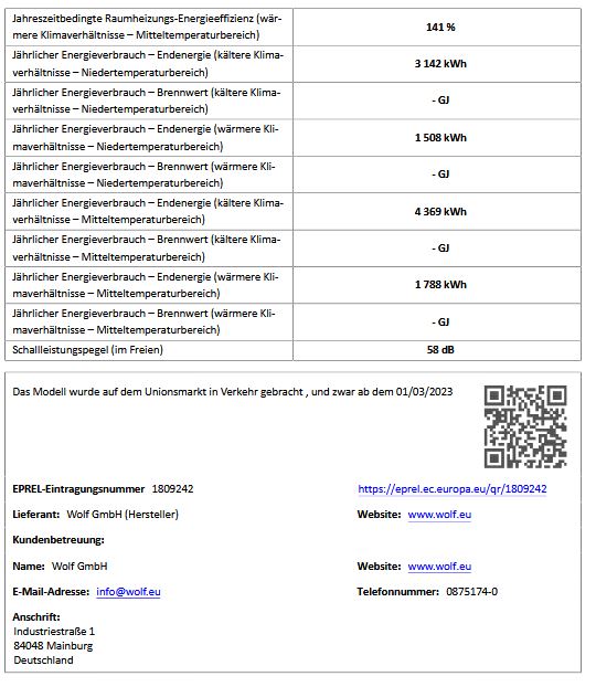 Wolf Luft-Wasser Wärmepumpe 9148032 FHA Monoblock 06/07 230 V mit E-Heizelement