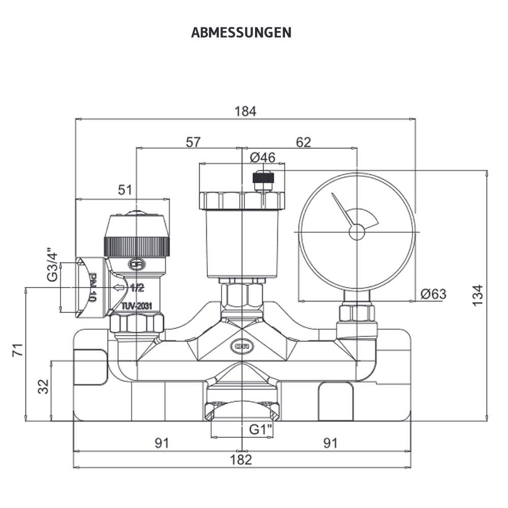 Kesselgruppe 1" TRINNITY MS 58 bis 50 kW mit Armaturen u Isolierung fuer Heizung