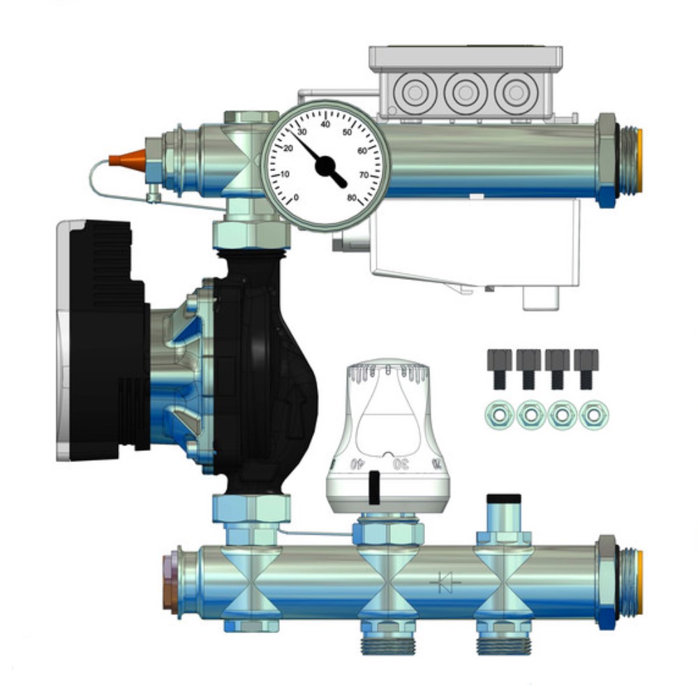 Strawa Fußbodenheizung Festwertregelgruppe 130/4 mit Wilo Para bis 120 qm