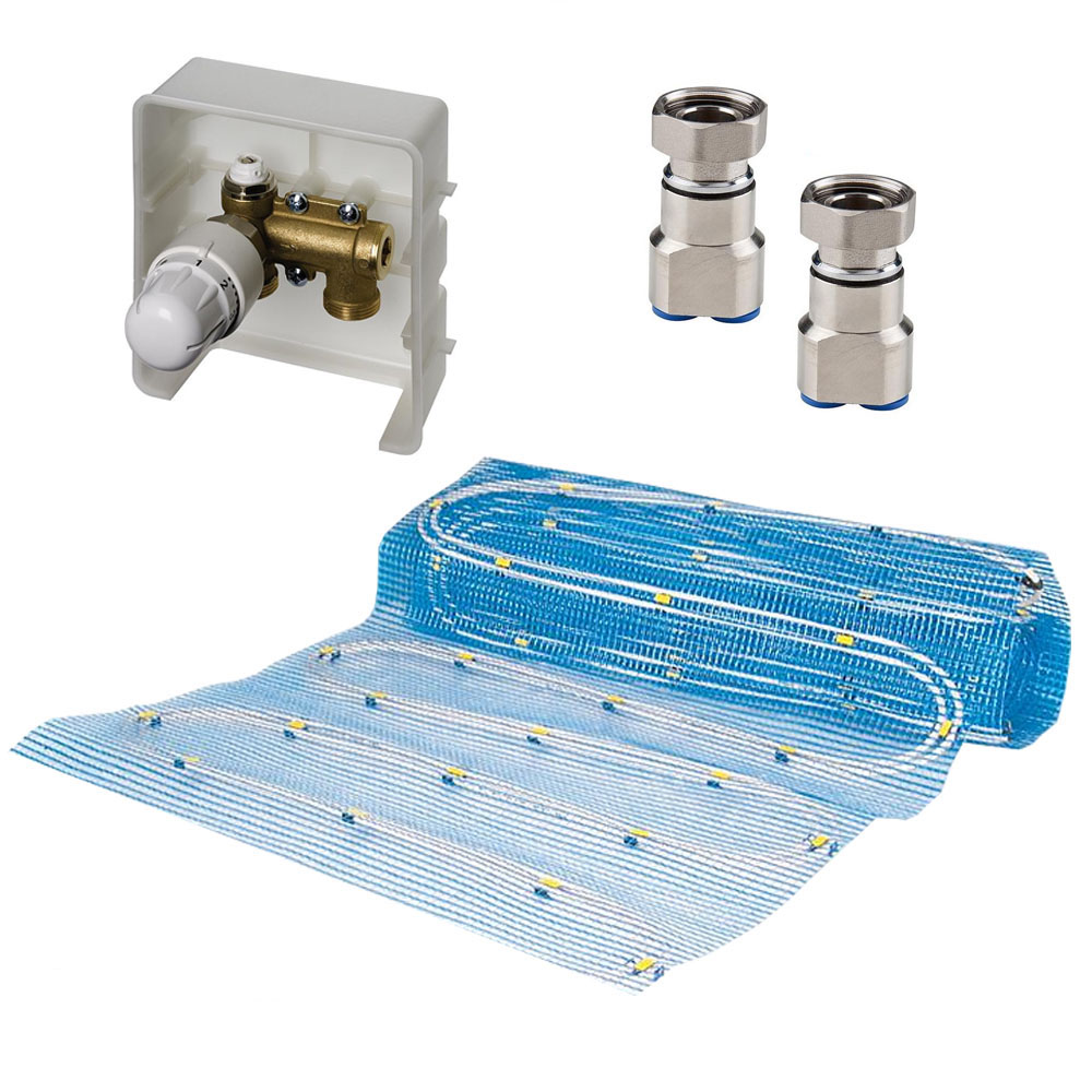 Dünnbett Fußbodenheizung 2,5 m² + Simplex ER-TH + 2-fach Verteilerfinger VL/RL