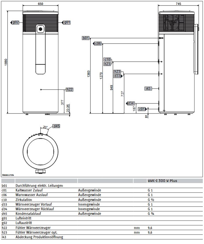 STIEBEL ELTRON Warmwasser Wärmepumpe WWK-I 300 W Plus 233583