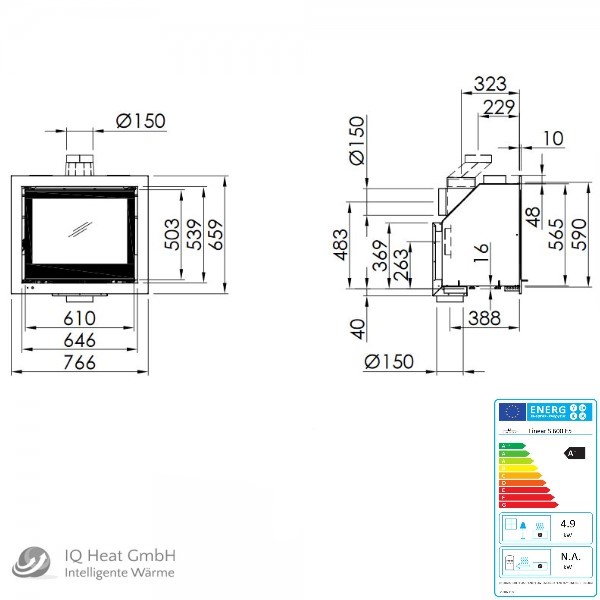 Spartherm standard Kaminkassette Linear M 700 5,9 kW Blendrahmen 80 mm