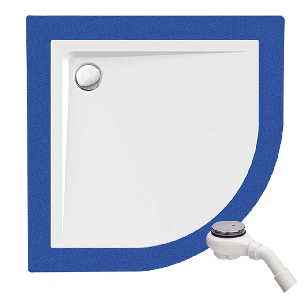 Acryl Viertelkreis Duschwanne Arenal 100 x 100 R55 CS-Finish + Ablauf