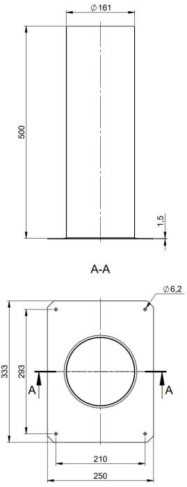 Festbrennstoffzugerhöhung Kaminkopf Verlängerung Ziegelschornstein D= 160 mm
