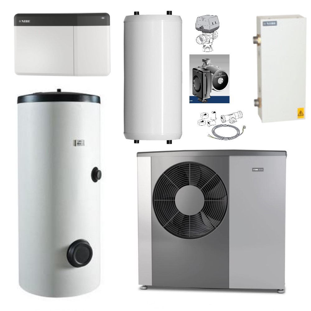 NIBE Luft Wärmepumpe Paket LWP2428A S2125-20 Speicher DD-WH 3030 UKV Zubehör