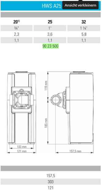 comfort Rückspülfilter Hauswasserstation HWS A25 mit CBS-Lock-Flansch 1"