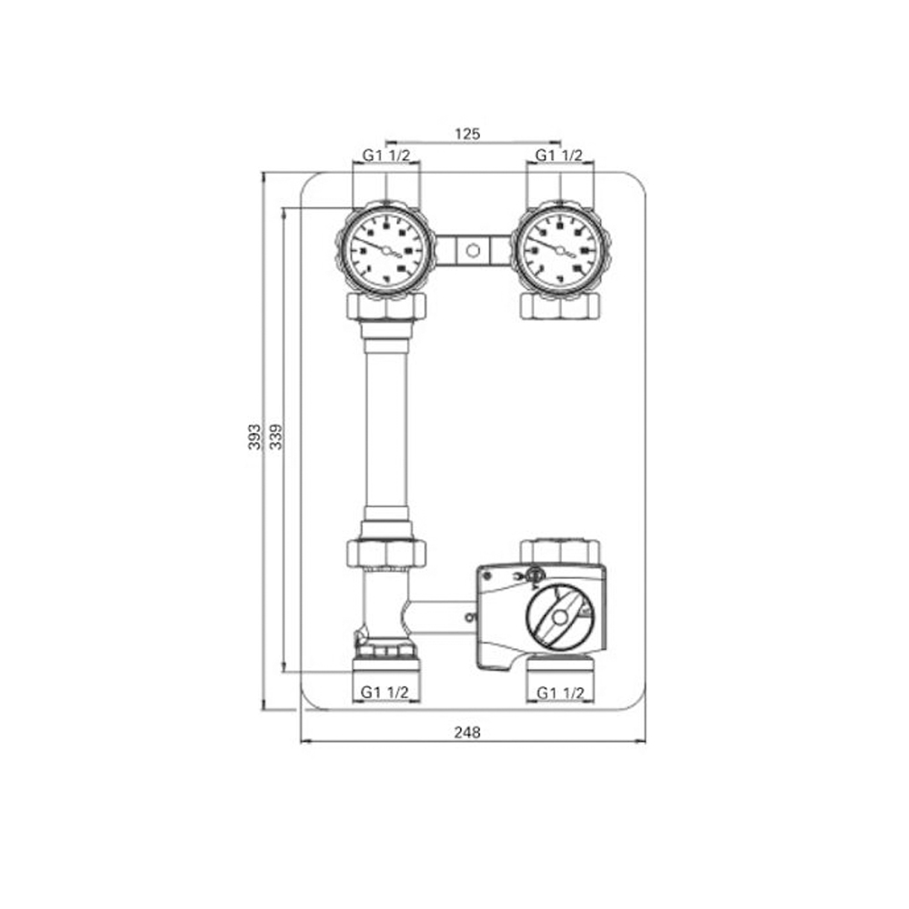 Kessel-Anbindesystem Heizkreisset Regumat M3 DN 25 ohne Pumpe Dämmung Mischer