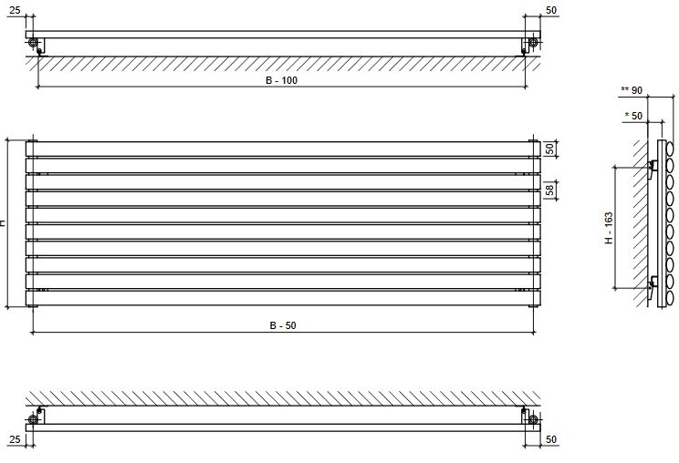 Design Paneelheizkörper horizontal Forte weiss Heizkörper Badheizkörper Duo