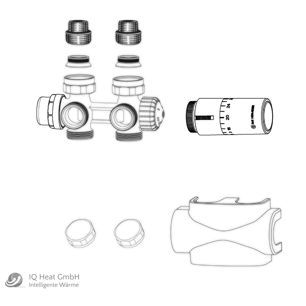 HEIMEIER Multilux 4 Set Halo Zweirohr weiss Multiblock Design Armatur Bad