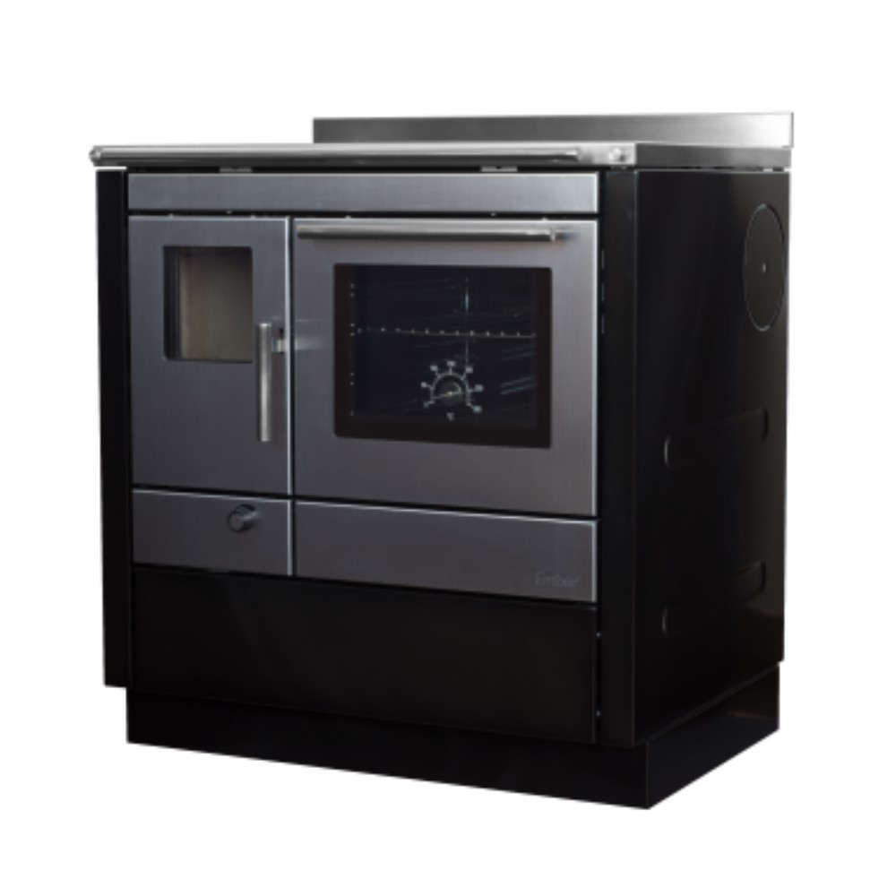 Küchenherd Ember Fire A1 80D-S-GD 5,2 kW Edelstahl-Schwarz Küchenhexe 30009073
