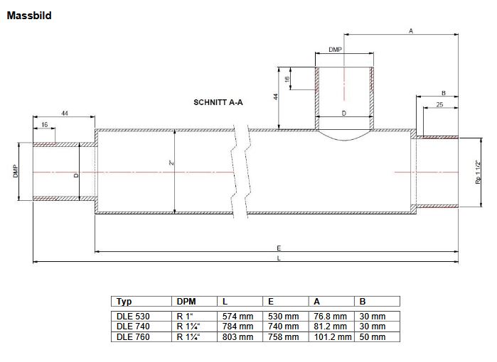 Durchlauferhitzer Askoflow DLE 530 mm V2A bis 4,5 KW, inkl. Isolierung 012-2533
