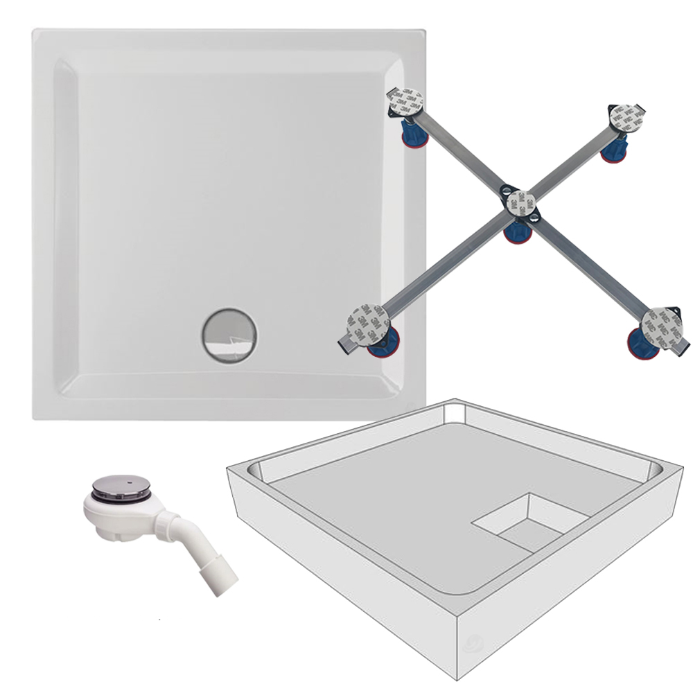 Acryl Duschwanne Riga E 80 x 80 cm Duschbecken Träger Fußgestell Ablauf