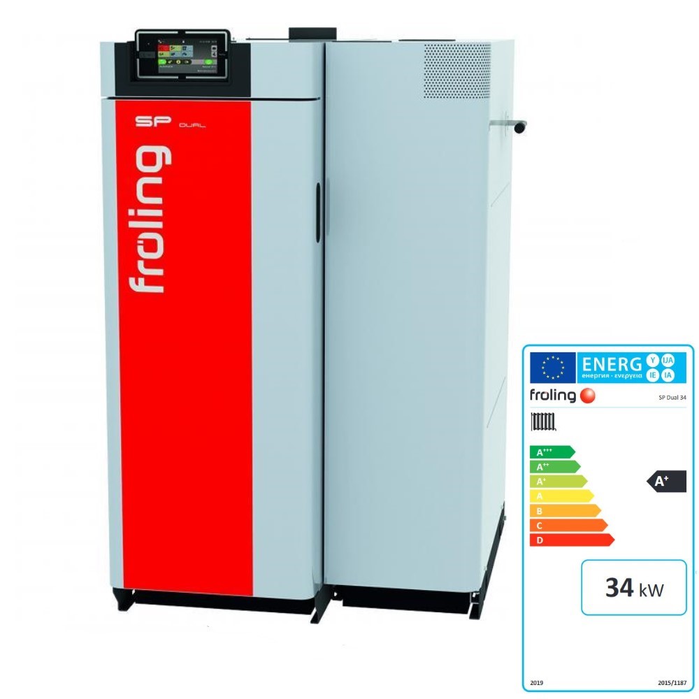 Fröling Kombikessel SP Dual 34 Scheitholz Holzvergaser Pelletskessel 7" Touch