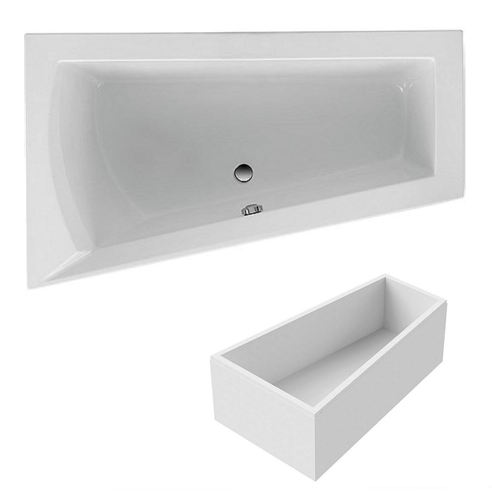 Raumspar Badewanne LAGO I links 170 x 500 x 1000/655 mm Acryl weiß Wannenträger