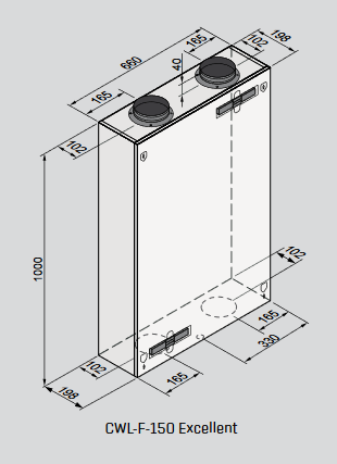 WOLF Comfort Wohnungs Lüftung Excellent CWL-F-150 Flachgerät kontrolliert KWL