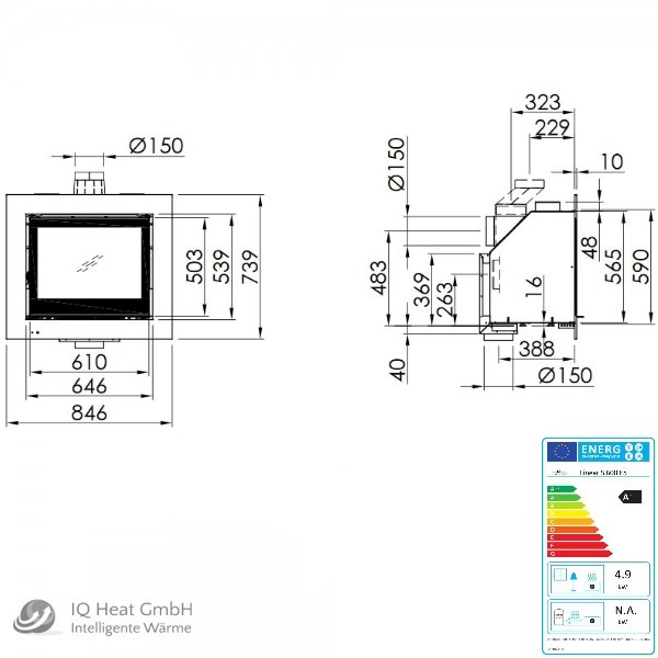 Spartherm standard Kaminkassette Linear M 700 5,9 kW Blendrahmen 80 mm