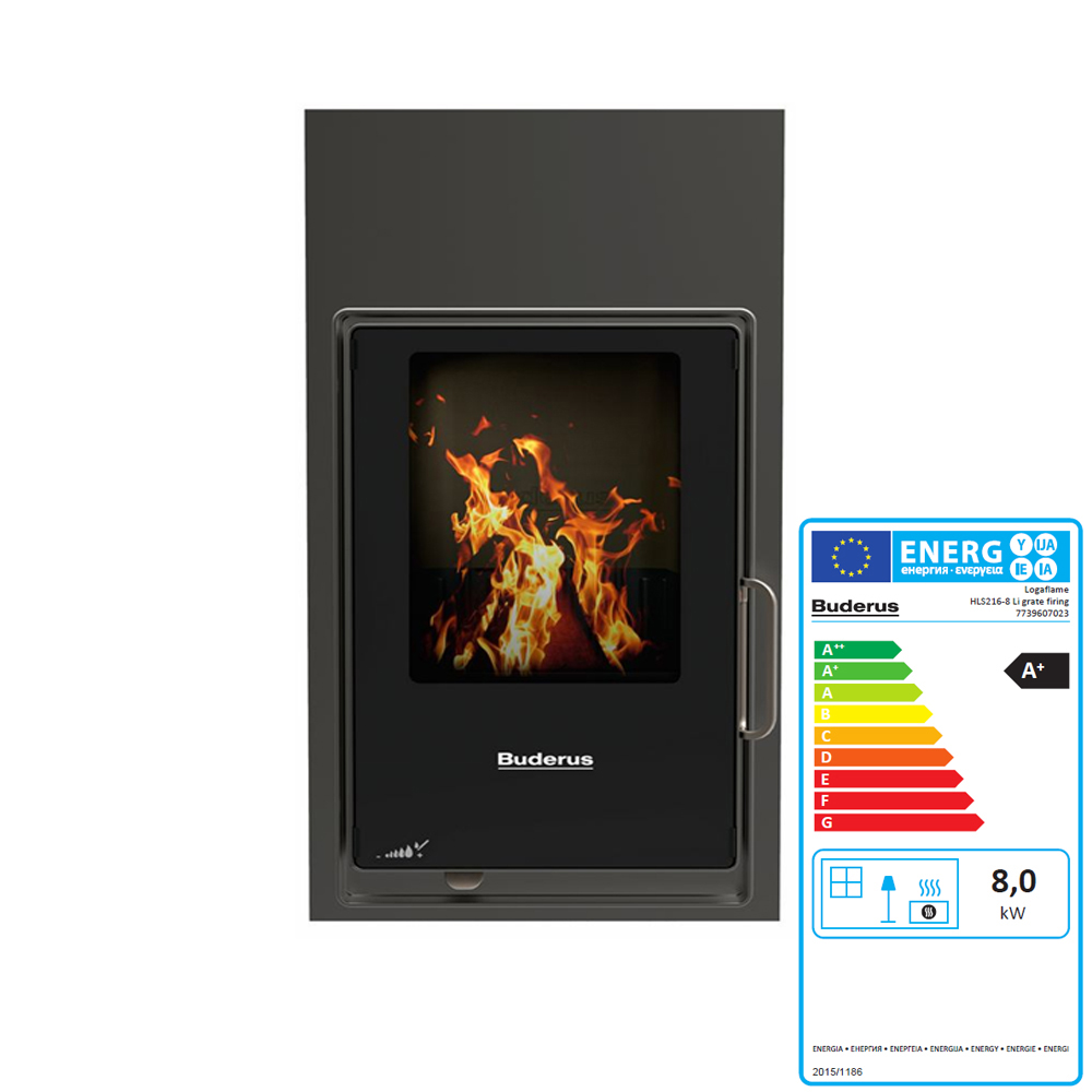 Buderus Heizeinsatz HLS216 8 kW Kachelofeneinsatz Kamineinsatz Kuppel links