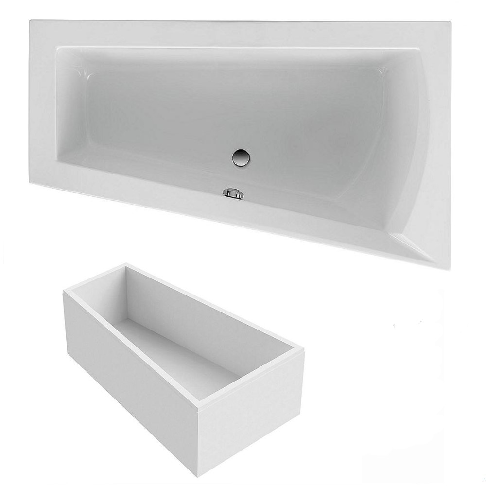 Raumspar Badewanne LAGO I rechts 170 x 500 x 1000/655 mm Acryl weiß Wannenträger