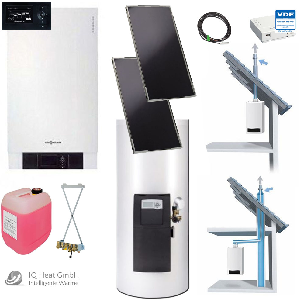 Viessmann Paket Vitodens 200-W 26 kW + Solaranlage 141 FM + Abgas Dachd.