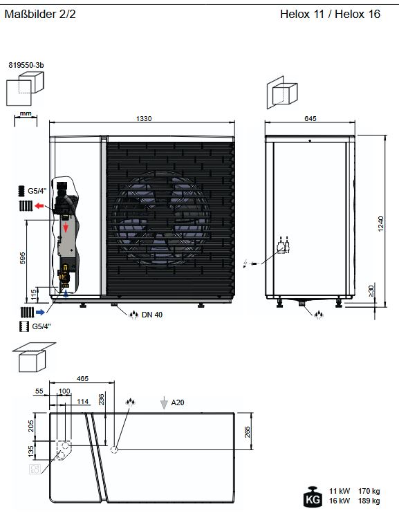 Novelan Helox 11 Luft Wärmepumpe Außengerät 10380601 R290 A-7/W35: 9,30 kW