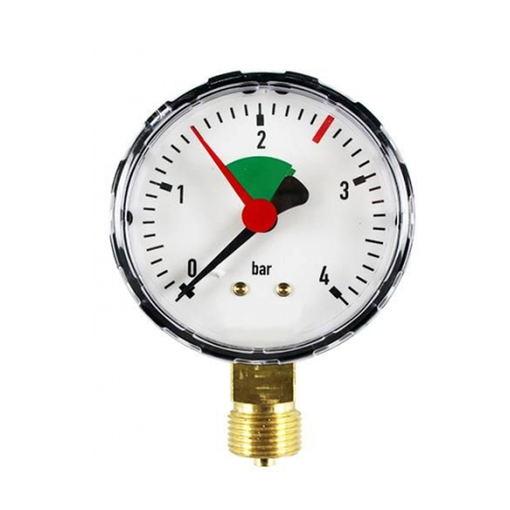 Wika Manometer Markenanzeiger rot ø 63 mm DN 10 (3/8") unten 0-2,5/0-4 bar