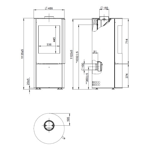 Kaminofen Wodtke Porto 5 kW 088305 schwarz raumluftunabhängig Kamin Holzofen