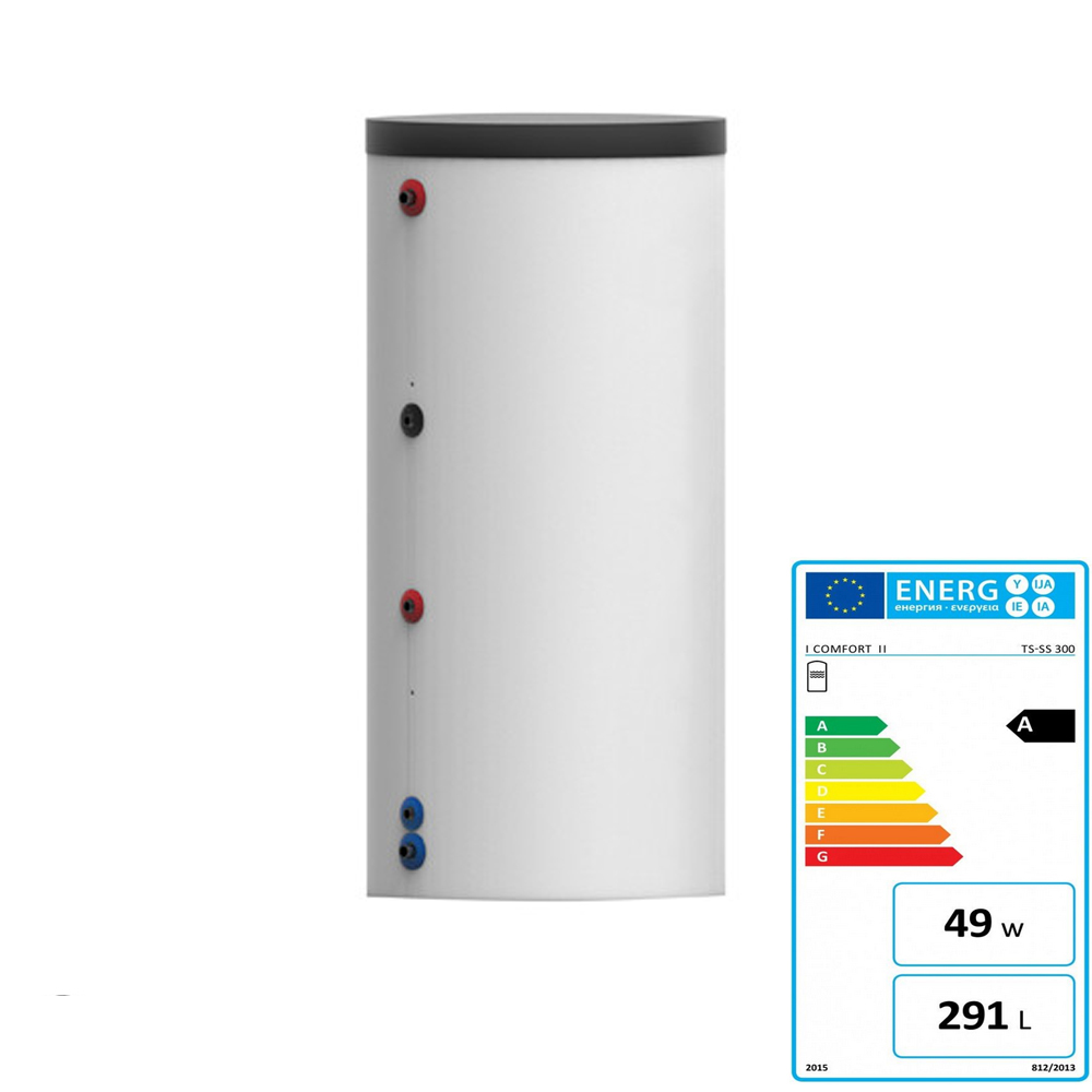 COMFORT Standspeicher Typ TS-S 300  mit 1 WT, Isolierung Folienmantel weiß