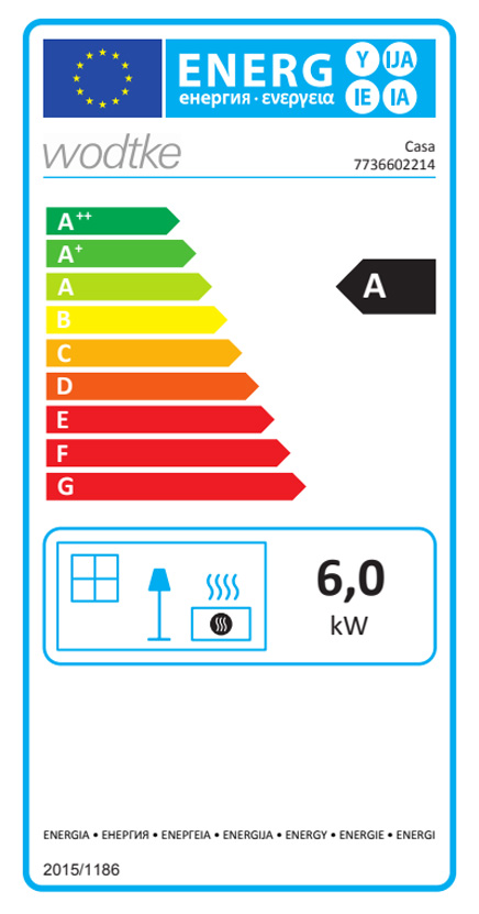 Kaminofen Wodtke Casa Glas black 6 kW wandhängend Scheitholz Kamin Holzofen