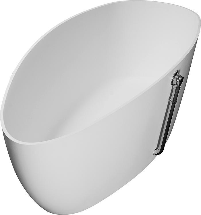 Mineralguss Badewanne DUO freistehend Überlauf links 156 cm x 71 cm x 56 cm