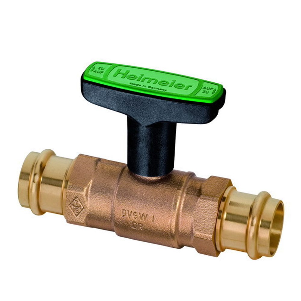 Heimeier Globo D Trinkwasserkugelhahn Rotguss DN32 mit Pressanschl.35 mm x 35 mm