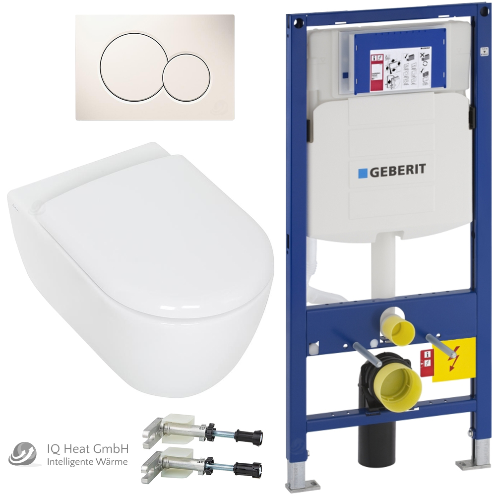 WC Set Geberit Duofix UP320 Drückerplatte Sigma01 Wand WC spülrandlos rimless