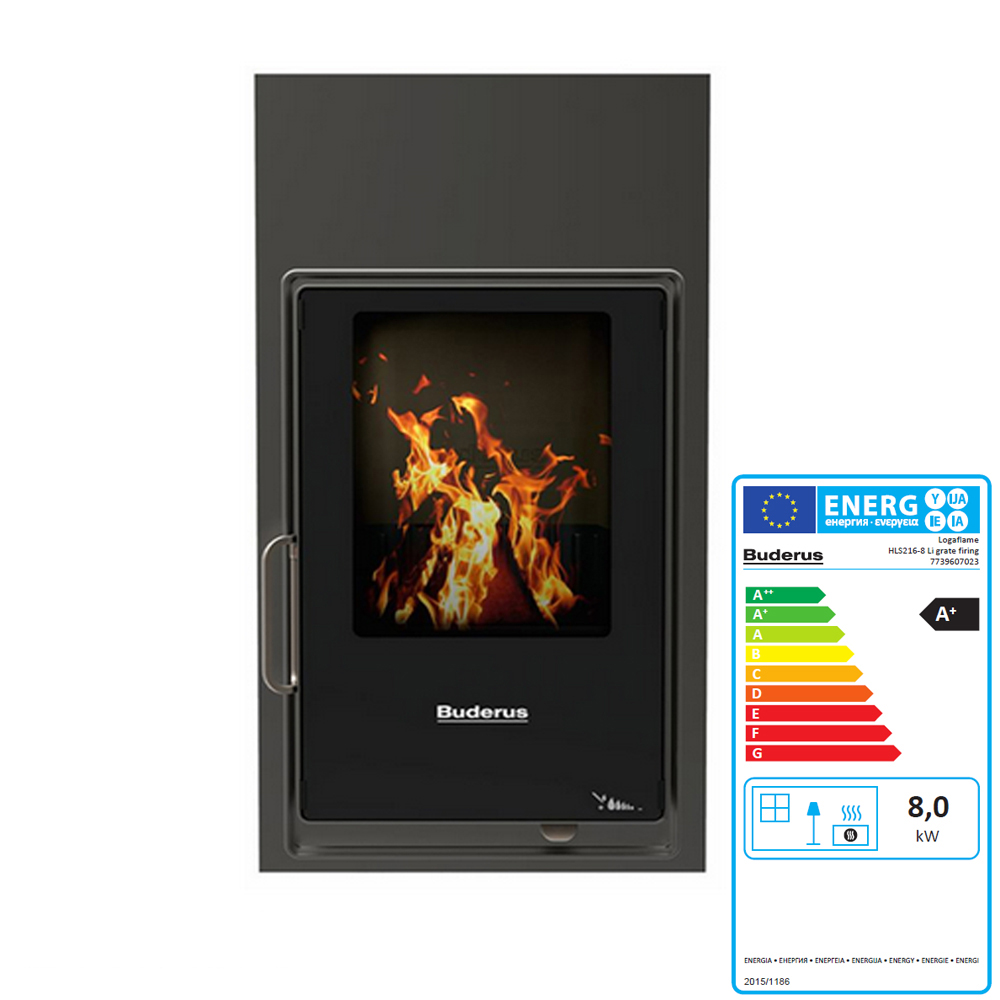 Buderus Heizeinsatz HLS216 8 kW Logaflame Kachelofen Kamineinsatz Rost rechts