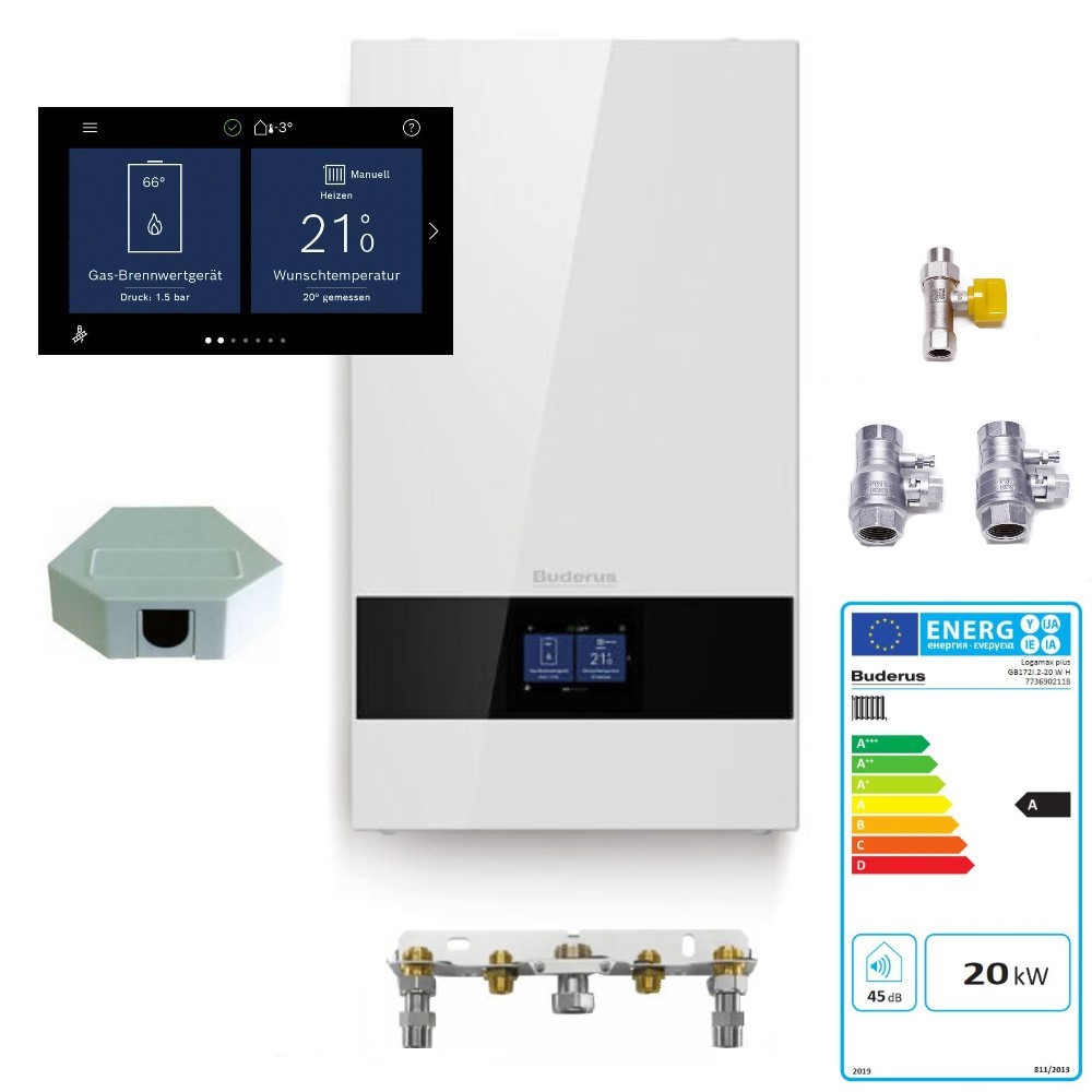 Buderus Gas Brennwertgerät Logamax plus GB172i.2 20 kW MP Regelung BC400 Zubehör