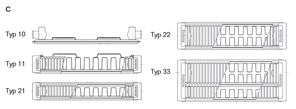 Buderus Logatrend C Plan Kompakt Heizkörper Bauhöhe 900 mm Typ 11 21 22 33