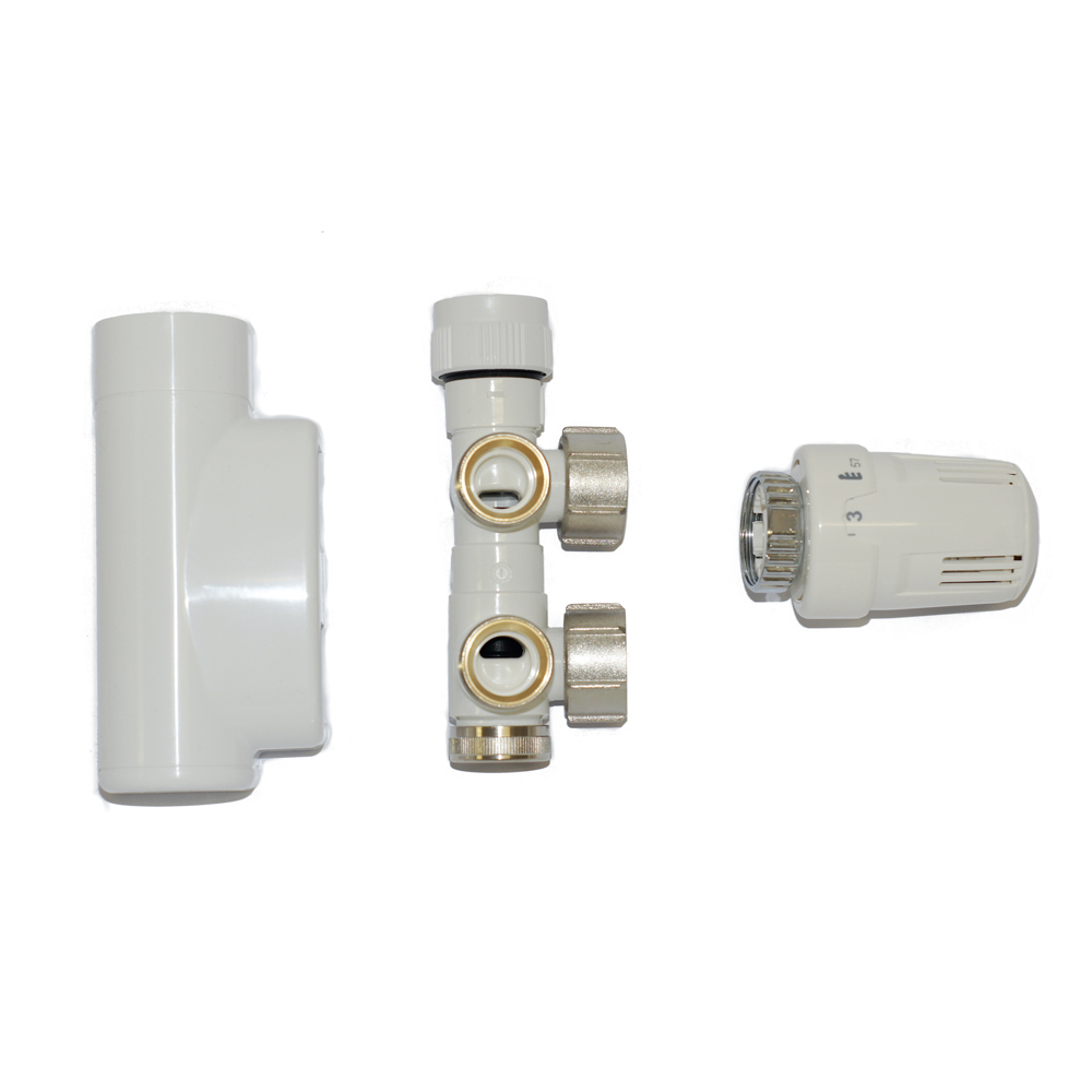 MERT ECAM Multiblock Weiss Eckform Anschluss Heizkörper Ventil Thermostat links