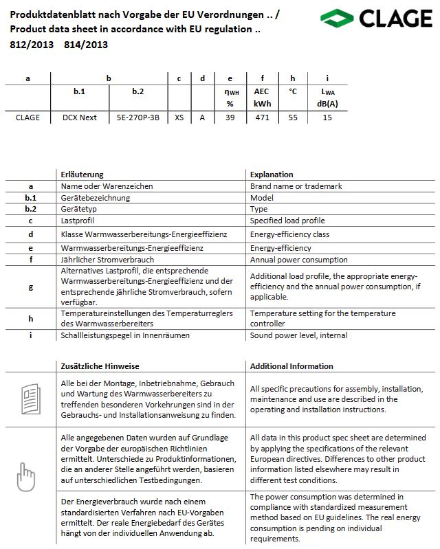 CLAGE Elektronischer Komfort Durchlauferhitzer DCX Next 18-27kW 400V 3200-36300