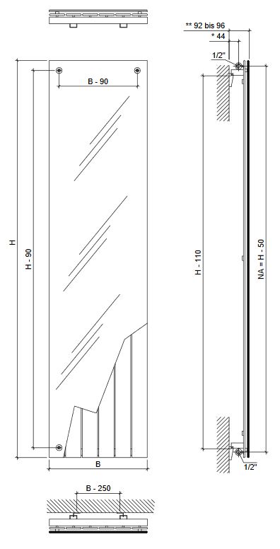 Design Paneelheizkörper Panio Crystal Basic mit Glasfront Vertikalheizkörper