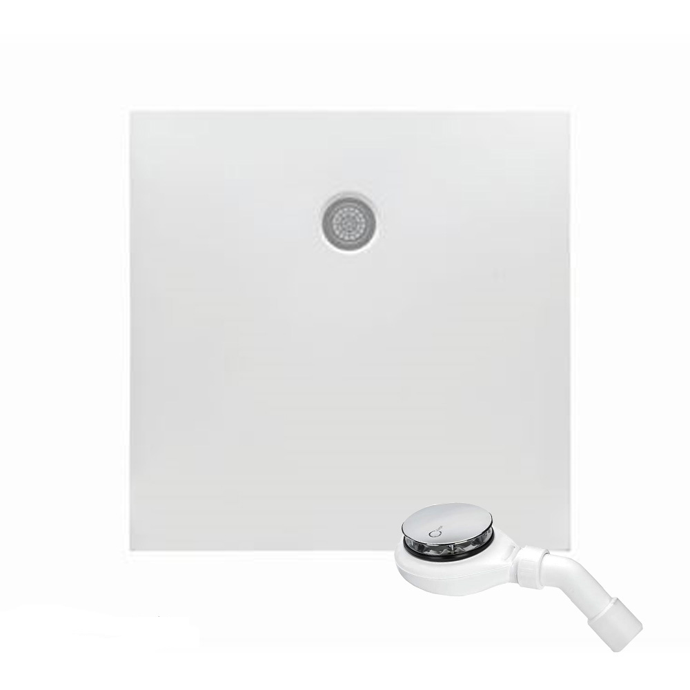 Mineralguss Duschwanne StoneFlat E 90 x 90 weiß Viega Tempoplex Dusche viereck
