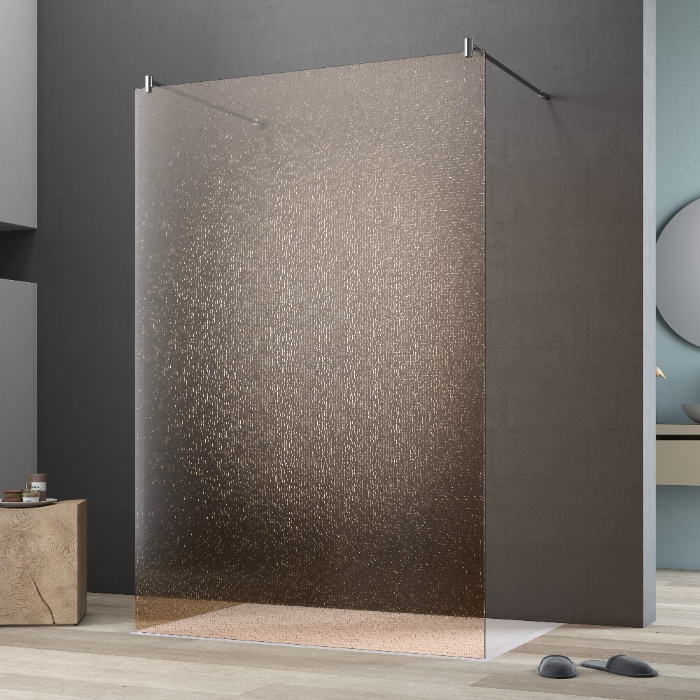 Design Duschwand Walk In Crash Glas bronze 1200 x 2000 mm Duschabtrennung ESG