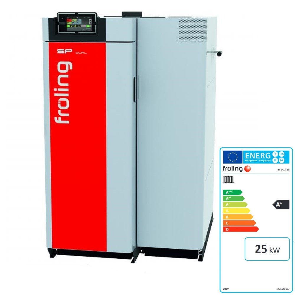 Fröling Kombikessel SP Dual 28 Scheitholz Holzvergaser Pelletskessel 7" Touch