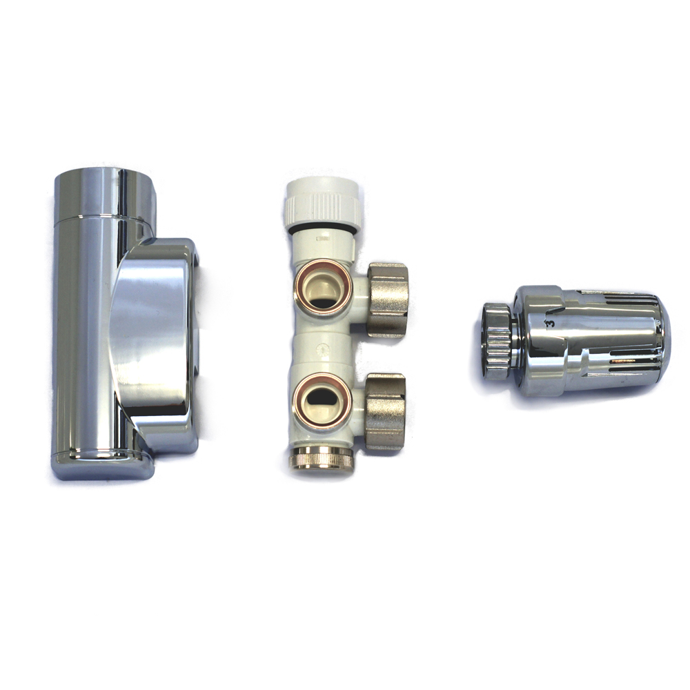 MERT ECAM Multiblock Chrom Eckform Anschluss Heizkörper Ventil Thermostat links