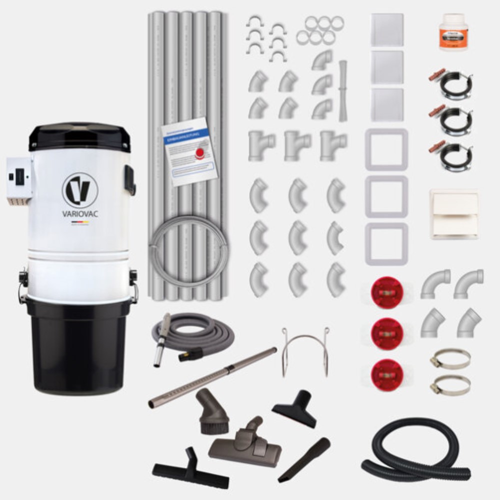VARIOVAC Zentralstaubsauger HV450D Komplett Set SMALL 1 3 Saugdosen 6m Schlauch