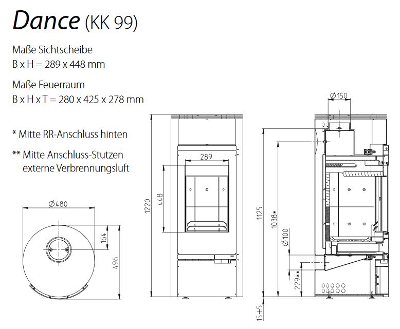 Kaminofen Wodtke Dance 7 kW black 091900 Air Control Ofen Kamin Holzofen